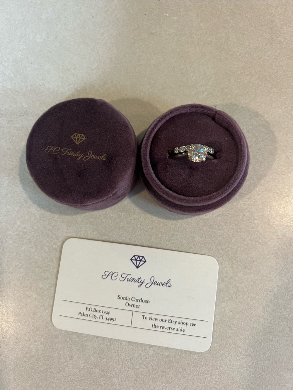 Colorless Moissanite Ring and matching band